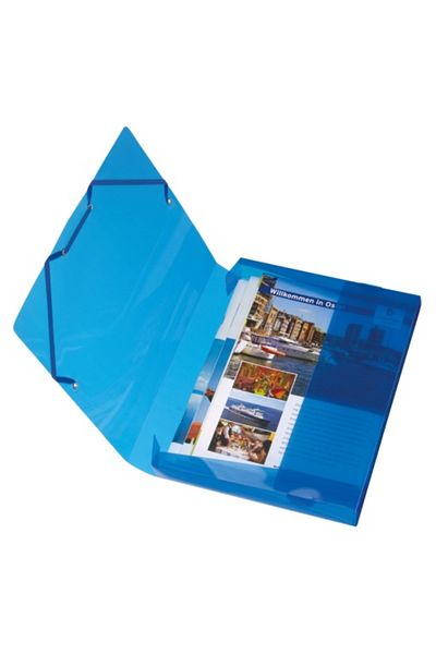 Herlitz Dosar cu elastic, format A4, cotor 40 mm, material PP, culoare albastru transparent, buton de închidere