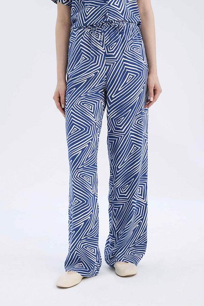 DeFacto Regular Fit Patterned Stretch Waist Straight Leg Pants D8844Ax25Sp