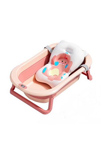 Little Mom Set cadita pliabila pentru copii Little Mom Dino Pink, cu pernuta bebelusi detasabila, termometru di