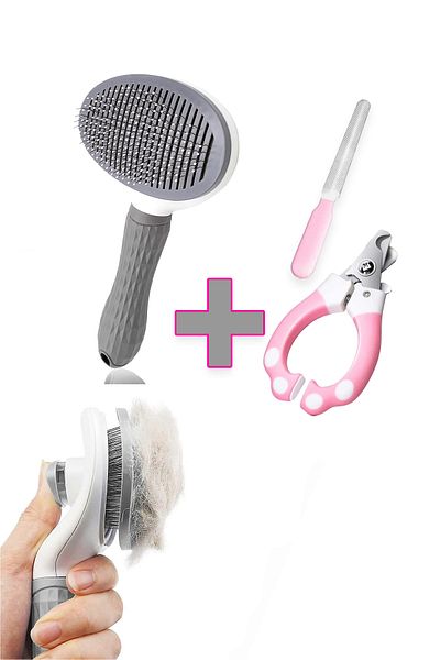 Beatitude Automatic Hair Collector Automatic Key Cat Dog Hair Hair Collection Brush Set Nail Clipper with File