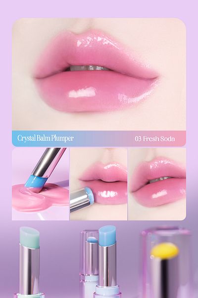CLIO Color Changing Lip Plumping Balm According to Heat Crystal Balm Plumper (03 Fresh Soda)