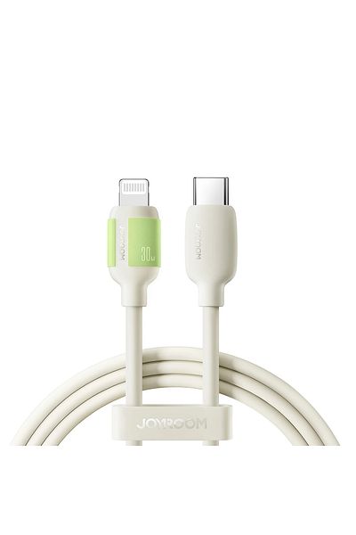 Joyroom Cablu USB-C - Lightning pentru iPhone cu vârf fluorescent 2m 30W - Bej