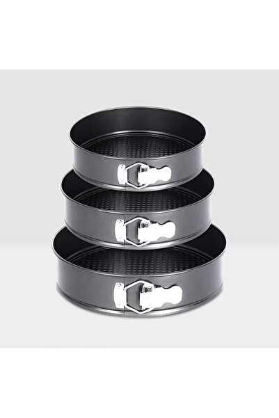 CME 3-Piece Non-Stick Round Cake Pan Set, Dark Grey