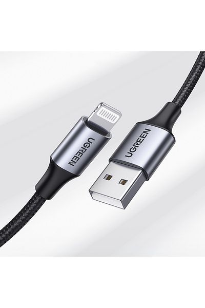 Ugreen Kabel przewód w oplocie USB-A - iPhone Lightning MFi 1.5m - czarny