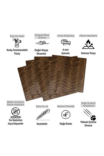 TİNK 3 Boyutlu Duvar Paneli Kabartmalı Kılçık Desen Pvc 41x41 cm/ 6 Adet /1 m² Antik