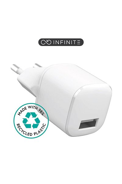 Inna marka Ładowarka USB-A eSTUFF INFINITE 12W, EU, 1 x USB-A, Biała, 98% plastik z recyklingu, ES637001