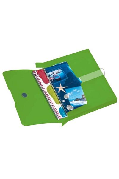Herlitz Dosar cu elastic, format A4, cotor 40 mm, material PP, culoare verde opac, buton de închidere