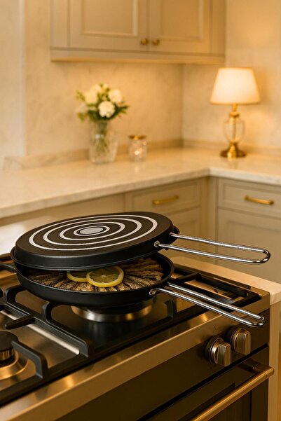 Kelepir Fırsatlar 32 cm Balık Tavası Çift Taraflı Balık Pişirme Tavası Isıya ...