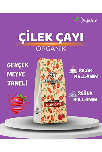 Golden Brew & Tea Coffee Gerçek Çilek Parçacıklı Sıcak ve Soğuk Demleme Çilekli Meyve Çayı