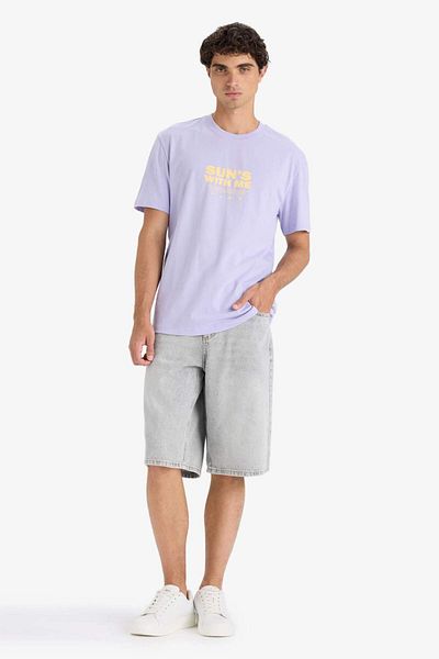 DeFacto Regular Fit Crew Neck Printed Short Sleeve T-Shirt F8545Ax25Hs