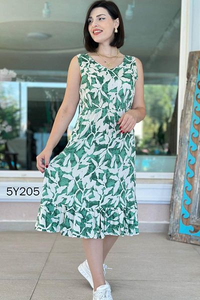 İnce Topuk V-Neck Zero Sleeve Viscose Dress 5Y205