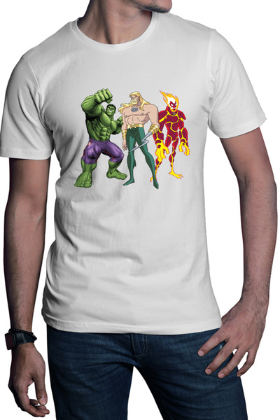 OEM Tricou barbati Aquaman Cartoon Ben10 Fire Monster Hulk Green