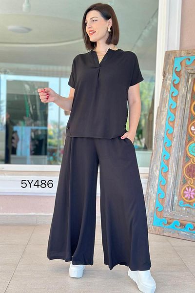 İnce Topuk Judge Collar Casual 2 Piece Set 5Y486