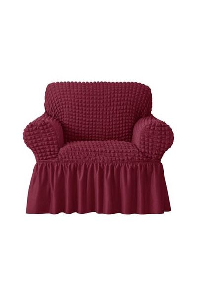 OEM Set 2 Huse Fotoliu, Creponat cu Volanase, Poliester cu Licra, Bordo