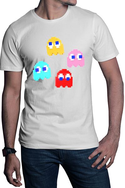 OEM Tricou barbati Pac Man Little Ghost Blinky Pinky Achievment Goal