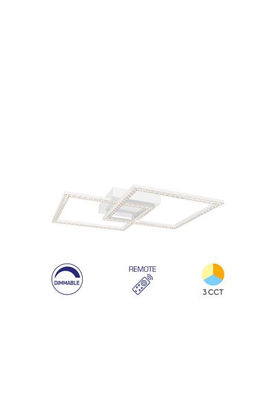 Braytron Lustră LED 55W Crystal-3IN1-Telecomanda-DIM-Alb