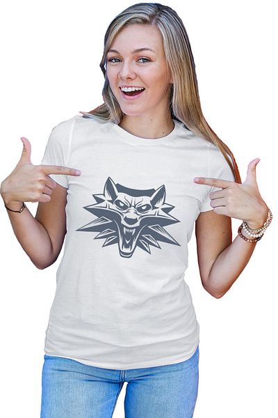 OEM Tricou Femei Witcher Wolf Head Wizard Alliance