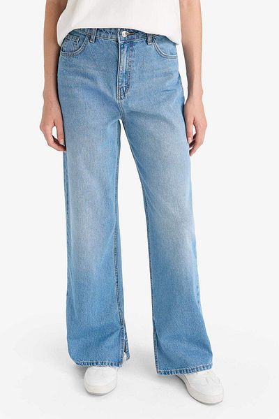 DeFacto 90S Wide Leg High Waist Long Jean Washed Trousers E9105Ax25Au