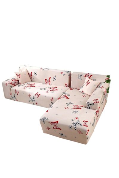 OEM Husă elastică pentru canapea de colț, Comfort, elastan, 145x185cm/185x230cm, imprimeu fluturi M1 multicolor