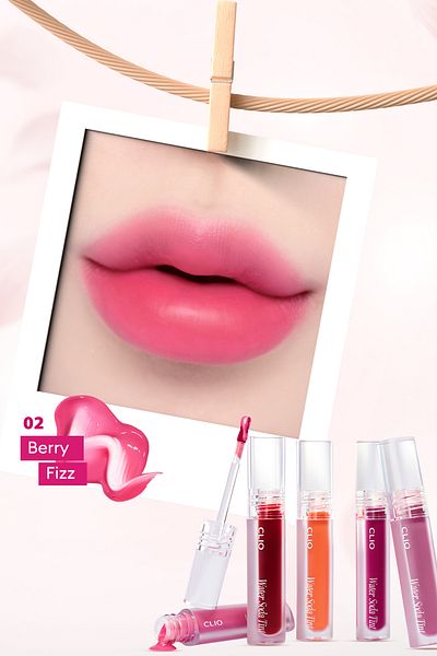 CLIO Lightweight Tint Water Soda Tint with Ultra Lasting, Vibrant Color (02 Berry Fizz)