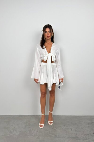 MODA ZERAFİNA Boat Neck Long Sleeve Crop