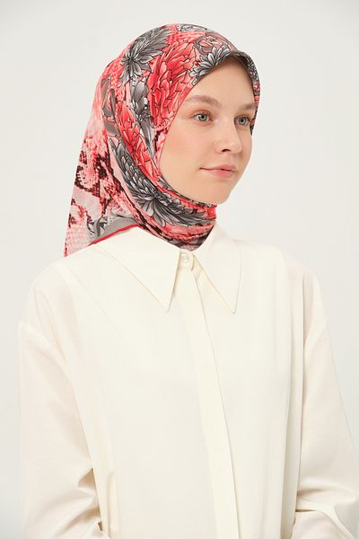Madame Polo Printed Chiffon Scarf Multicolor Non-Slip 90X90 cm