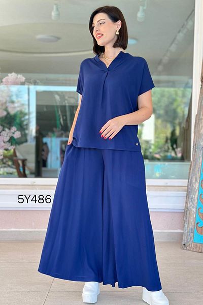 İnce Topuk Judge Collar Casual 2 Piece Set 5Y486