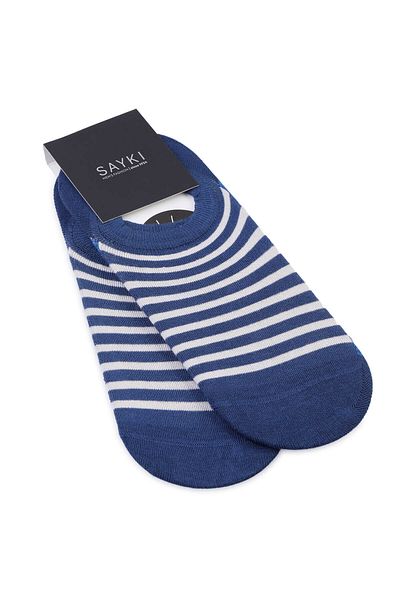 Hatemoğlu Blue Patterned Cotton Double Ballerina Socks