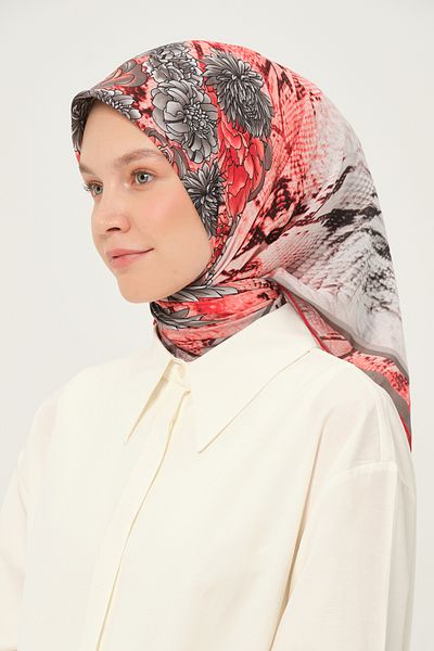 Madame Polo Printed Chiffon Scarf Multicolor Non-Slip 90X90 cm