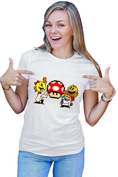OEM Tricou Femei Pac Man Mushroom Mario Woman Dexter Powerpuff Girls