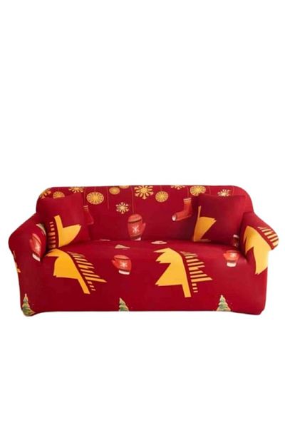 JOJO HOME Husă elastică pentru canapea, Jojo Home, imprimeu festiv de Crăciun, L-180X230cm, multicoloră