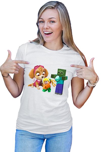 OEM Tricou Femei Aquaman Skye Paw Patrol Zombie Minecraft