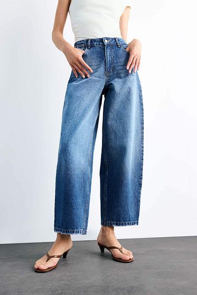 DeFacto Wide Baggy Fit Washed Jean Trousers F7501Ax25Sm