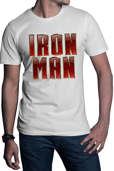 OEM Men's T-shirt Ironman Logo Metal Comics Cartoons American