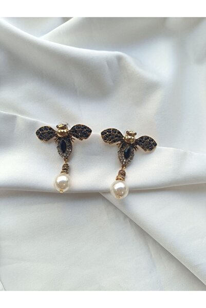 Vip أقراط بتصميم حجر أسود ذهبي