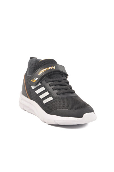 WALKWAY Black White Velcro Mesh Lightweight Unisex Children's Sports Shoes Fav 100 F