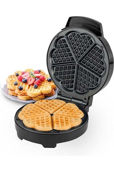 fun zone Electric Waffle Maker, Nonstick Double-side Heating Mini Heart Waffle Maker