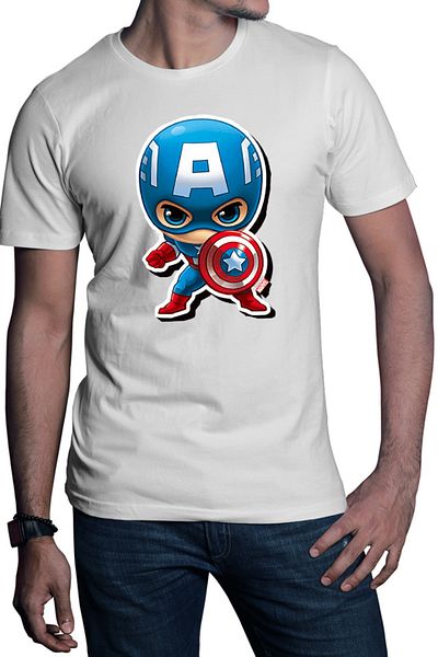 OEM Men's T-shirt Captain America Chibi Action Joe Simon Jack Kirby