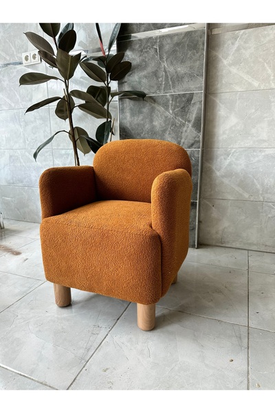 Dekor Kiremit Çocuk koltuğu peluş teddy kumaşlı tekli mini Berjer