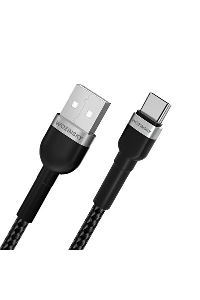 WOZINSKY Kabel przewód w oplocie USB-A - USB-C 2.4A 1m czarny