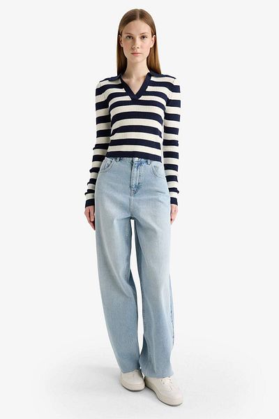 DeFacto Coool Slim Fit Slim Fit Polo Neck Striped Sweater A2060Ax25Wn
