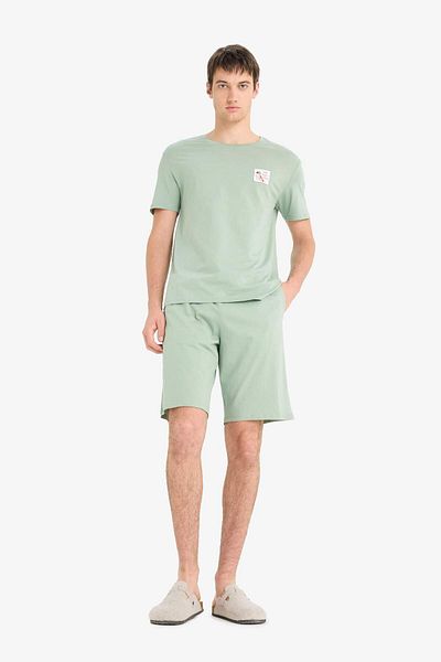 DeFacto Pajama Set Printed Short Sleeve Top Shorts F6184Ax25Sp