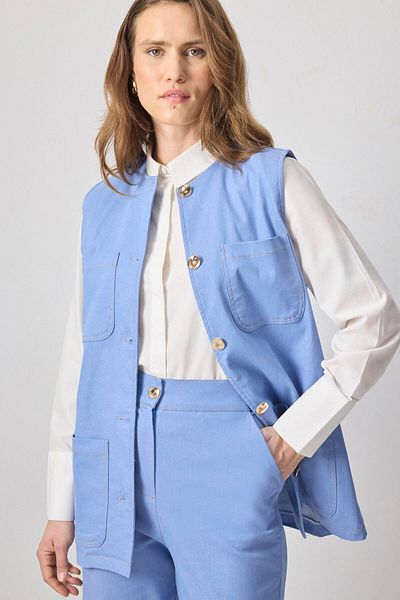 Touché Privé Denim Look Vest Pants Set