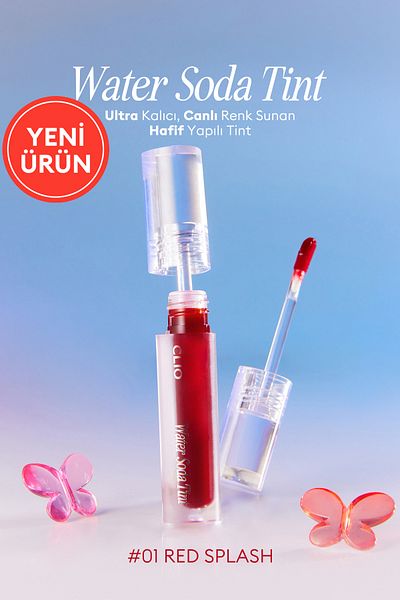 CLIO Lightweight Tint Water Soda Tint with Ultra Lasting, Vibrant Color (01 Red Splash)