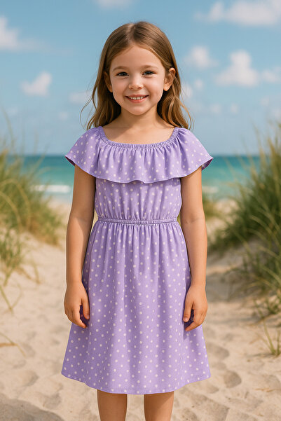 Hilal Akıncı Kids Kız Çocuk Düşük Omuz Çiçekli Büzgülü Elbise