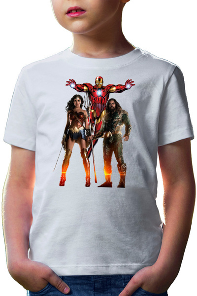 OEM Παιδικό μπλουζάκι Aquaman Wonder Woman Ironman Protect Sea