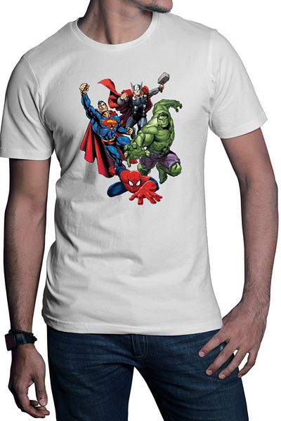 OEM Men's T-shirt Superman Hulk Spiderman Thor Avengers Total Action