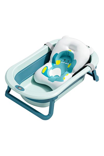 Little Mom Set cadita pliabila pentru copii Little Mom Dino Pink, cu pernuta bebelusi detasabila, termometru di