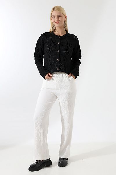 Devinka Women's Buttoned Box Patterned Knitwear Cardigan