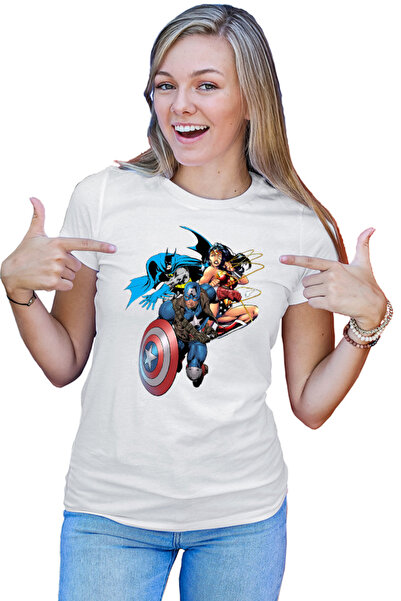 OEM Women's T-Shirt Captain America Wonder Woman Batman Batmobile